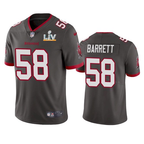 Men's Grey Tampa Bay Buccaneers ##58 Shaquil Barrett 2021 Super Bowl LV Limited Stitched Jersey